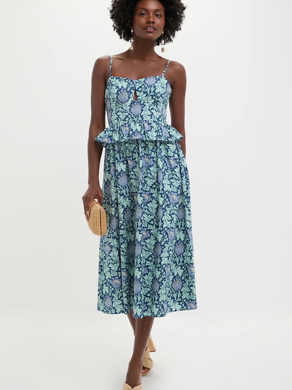 Tuckernuck Blue Leafy Floral Maeve Midi Dress